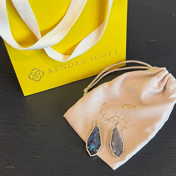 Kendra Scott Jewelry - Kendra Scott Blue Iridescent Teardrop Earrings Gold Hardware